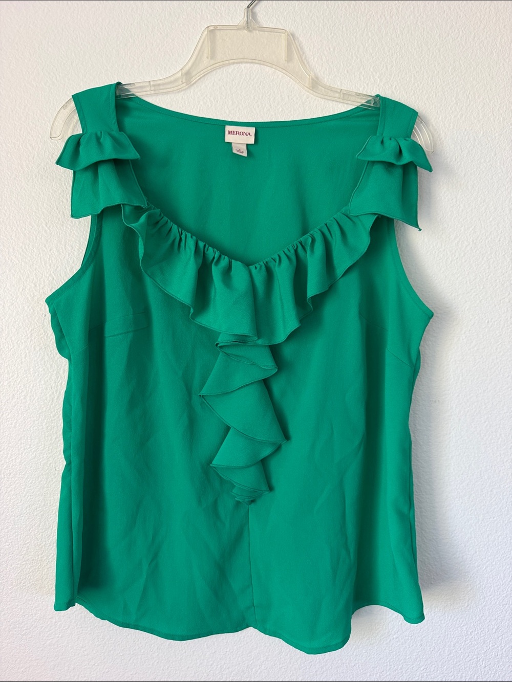 Merona Large Emerald Ruffle Front Sleeveless Camisole